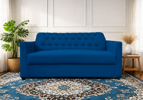 Aria 3-Seater Sofa Blue (Button Tufted)