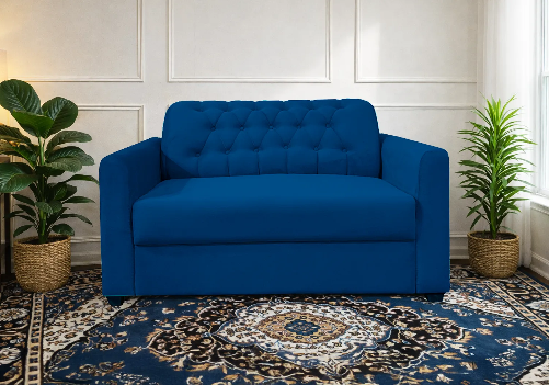 Monroe 2-Seater Sofa Blue (Button Tufted)