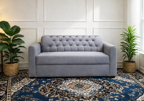 Monroe 2-Seater Sofa Grey (Button Tufted)