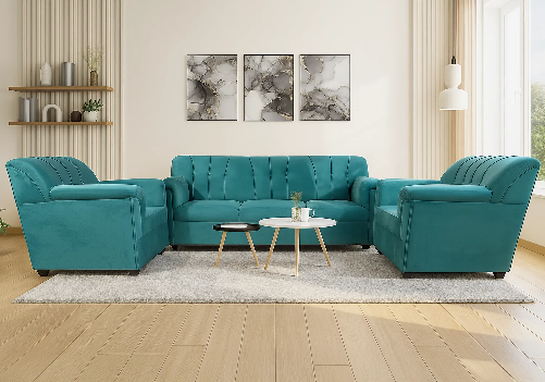 Velvet Sofa 5 Seater (Aqua Blue)