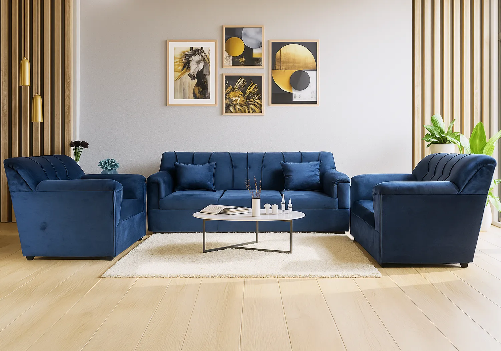Velvet Sofa 5 Seater (Navy Blue)