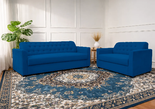Zoey 5-Seater Sofa Blue (Button Tufted)